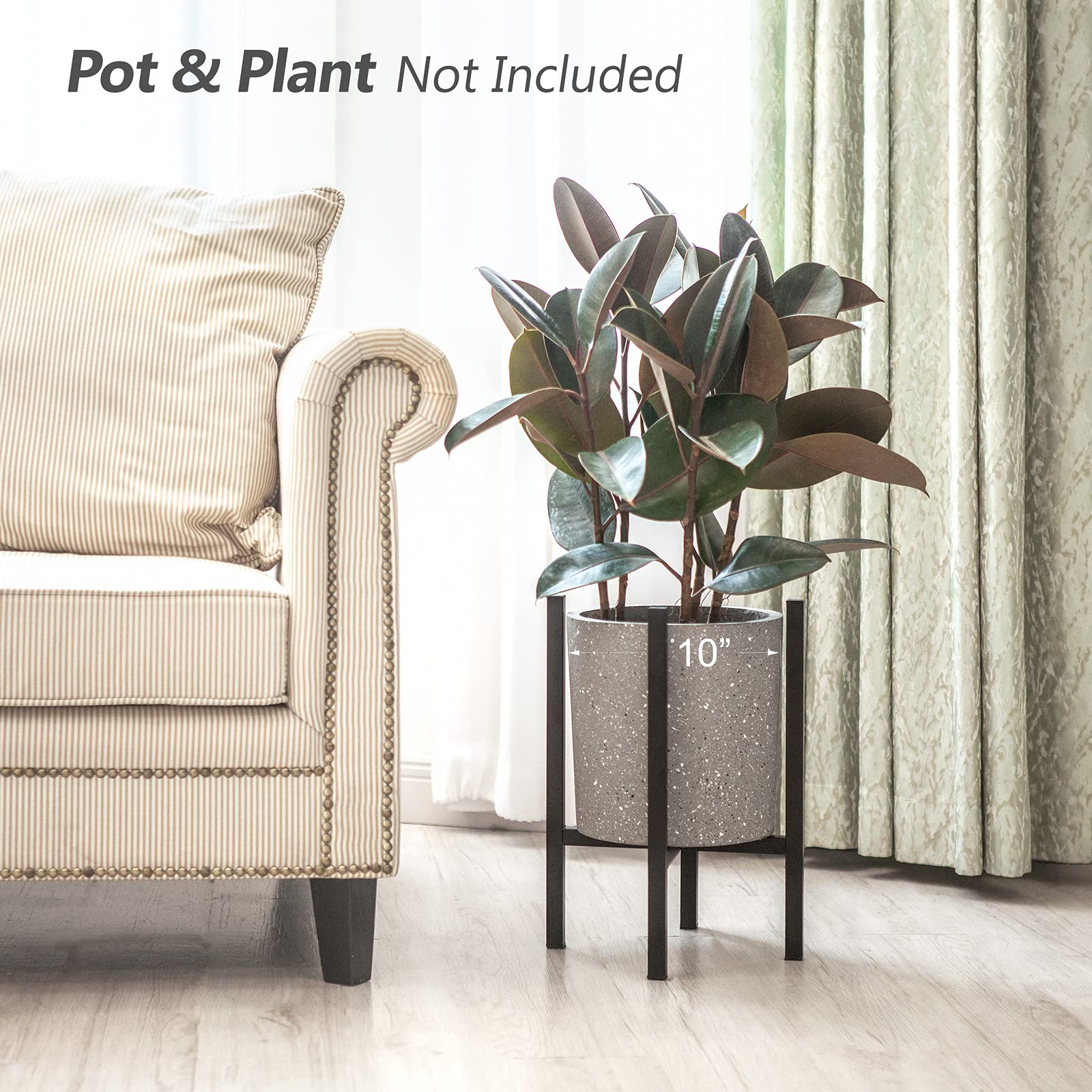 Mkono plant stand inner diameter fits most round planters up to 10 inches.