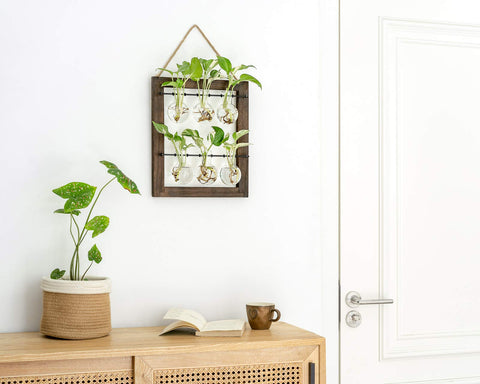 Mkono retro wooden stand design adds warmth to a modern room.