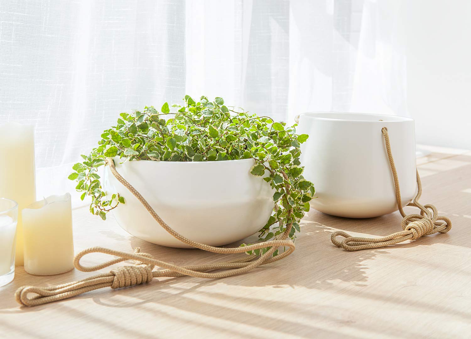 Mkono set of 2 hanging planters for elevated home decor