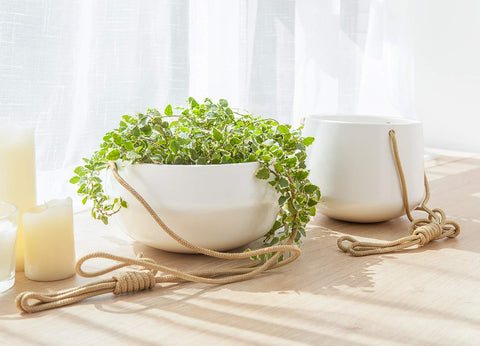 Mkono set of 2 hanging planters for elevated home decor