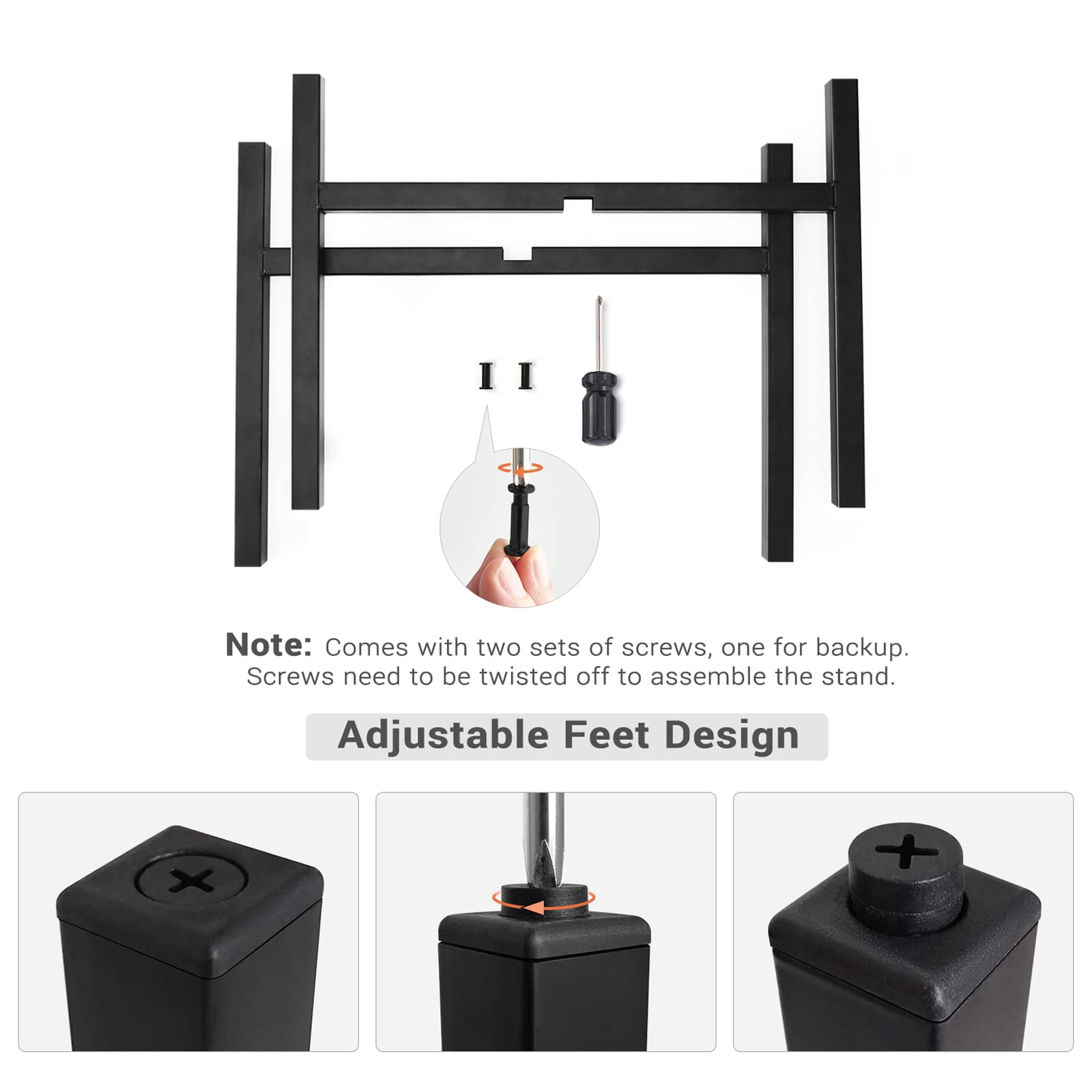 Mkono stand with floor protectors helps prevent scratches on any indoor surface