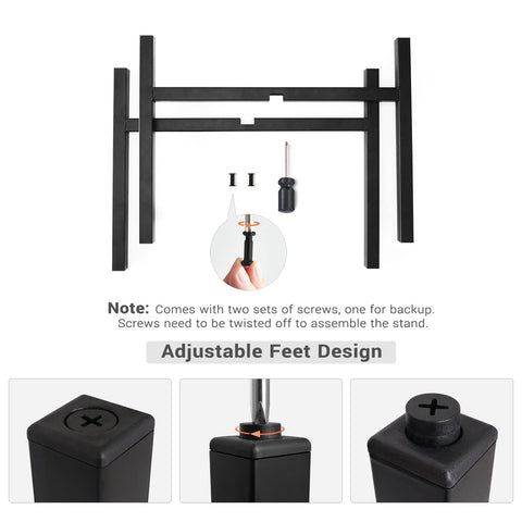 Mkono stand with floor protectors helps prevent scratches on any indoor surface