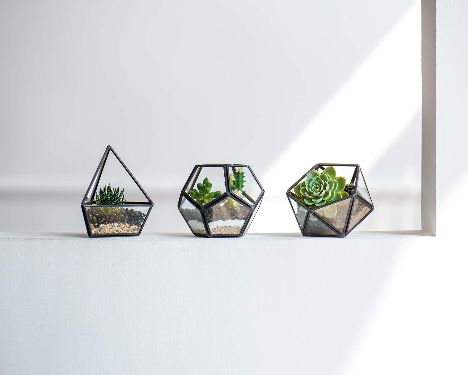 Mkono glass terrarium triangle teardrop 4in for fairy gardens and air plants.