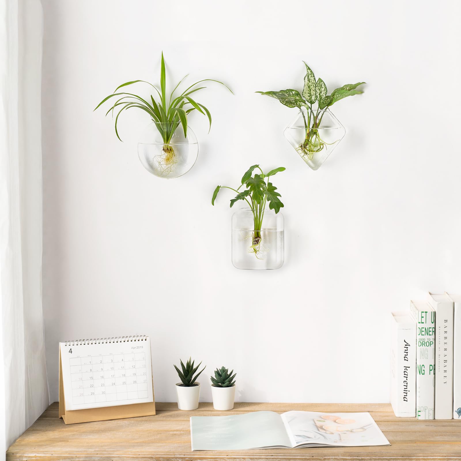 Mkono hexagon terrarium wall planter enhances indoor decor