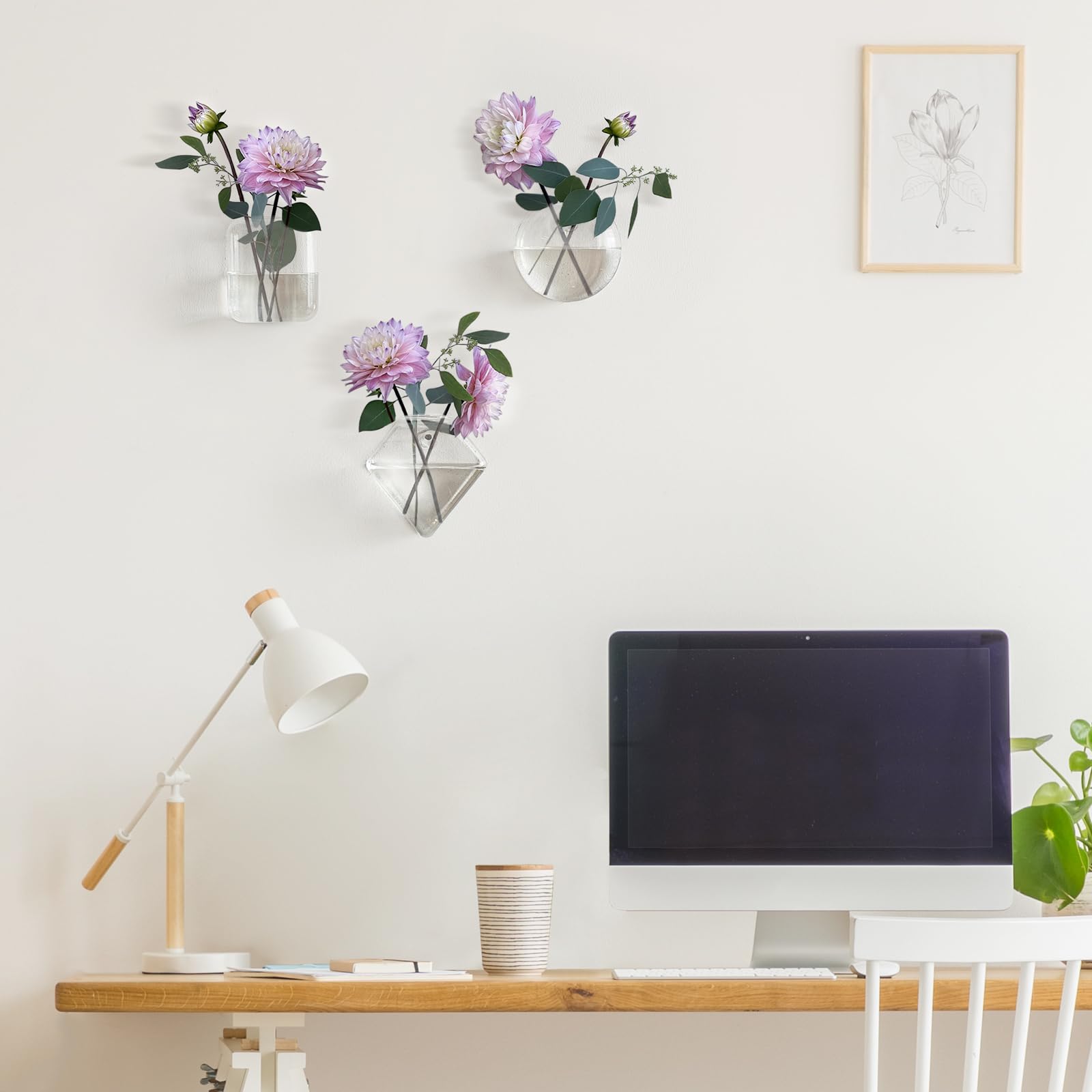 Mkono square terrarium wall planter for lightweight greens