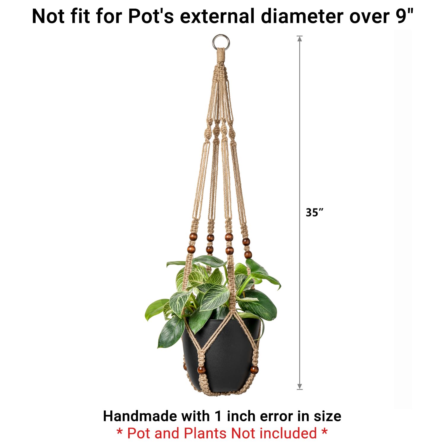 Woven four string Mkono plant holder supports a range of planter shapes