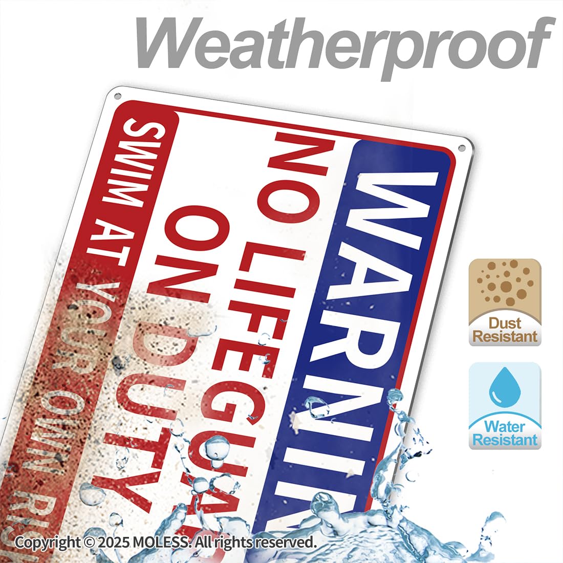 MOLESS 14x10 inch pool signs blend safety with outdoor decor