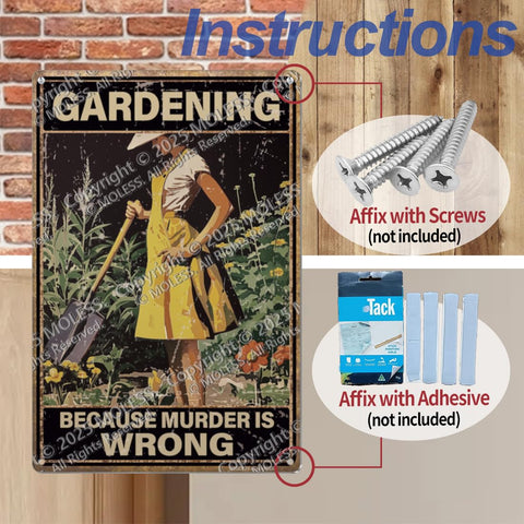 MOLESS garden sign placed in garden or patio as a focal point