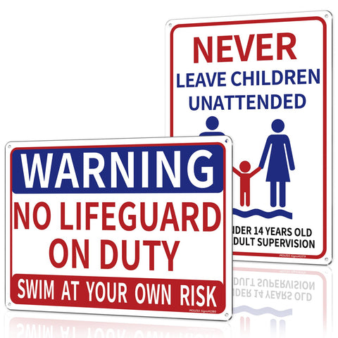 MOLESS No Lifeguard on Duty sign clearly visible for pool safety awareness
