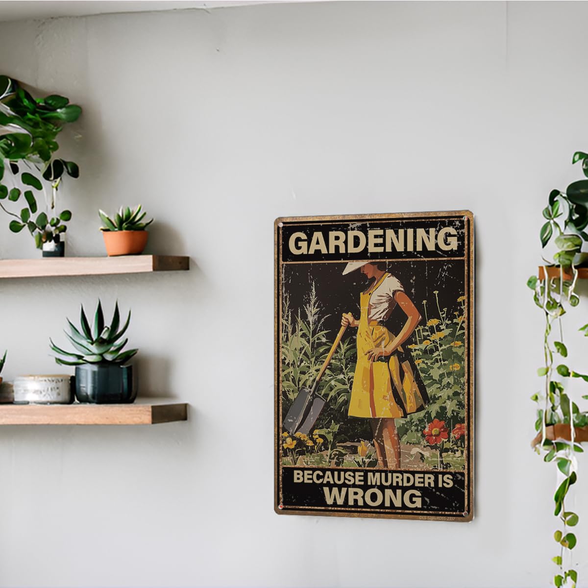 MOLESS weather-resistant garden art sign withstands outdoor seasons