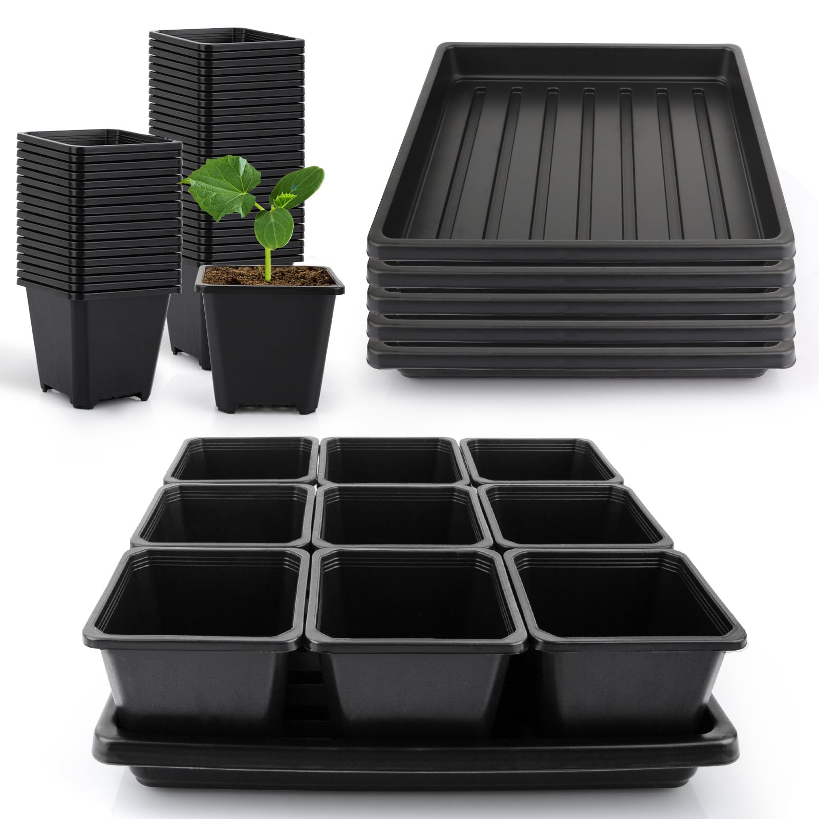 Mlhezy seedling cups 3.5-inch square for stable placement and easy transport