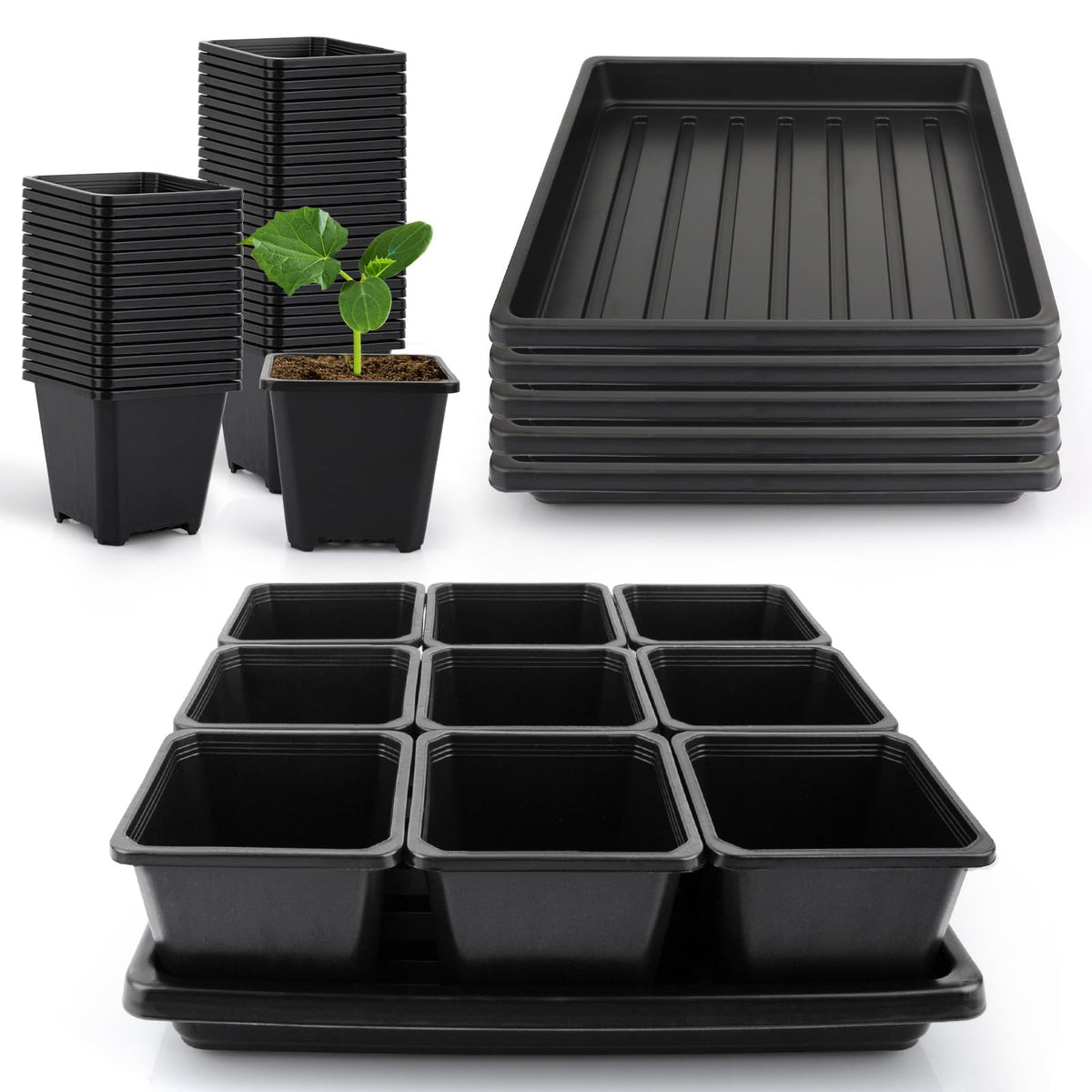 Mlhezy seedling cups 3.5-inch square for stable placement and easy transport
