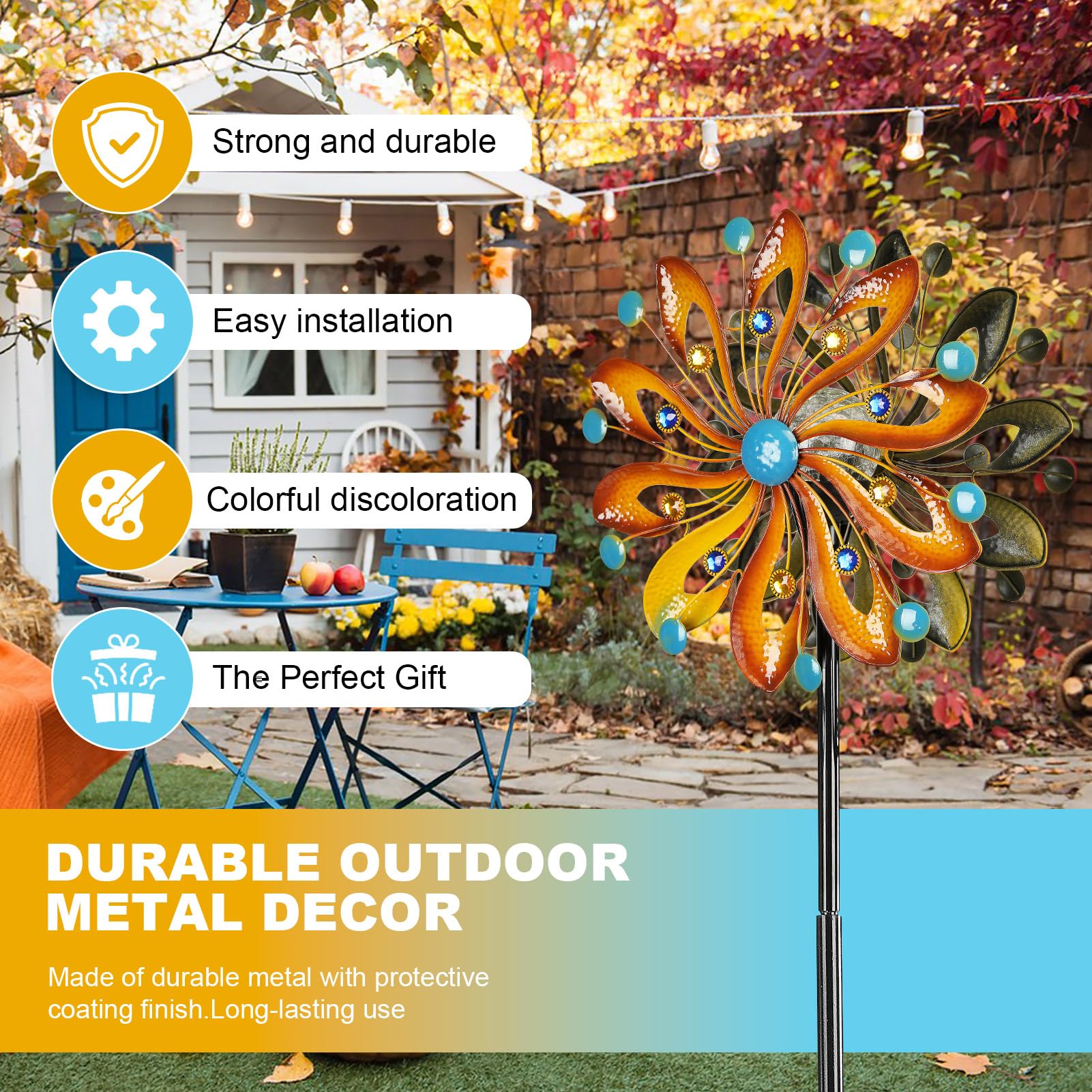 MLKNK wind spinner reinforced 19mm pole boosts outdoor durability
