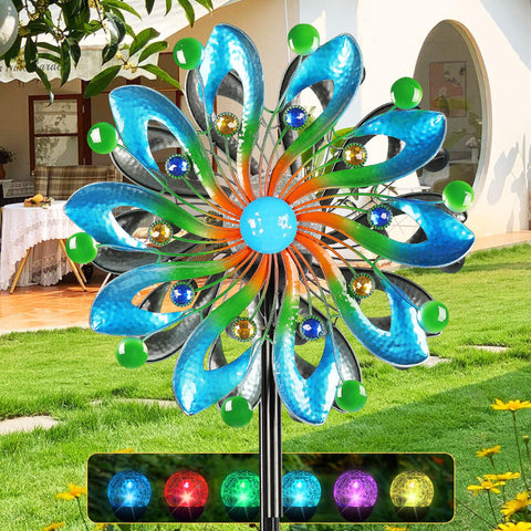 MLKNK wind spinner yard 75-inch navy blades add kinetic color to outdoor space.