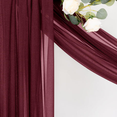 MLMC Burgundy backdrop curtains adding warmth to wedding setting