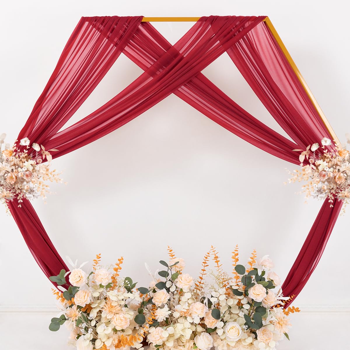 MLMC red wedding arch draping panels versatile for events and home decor.