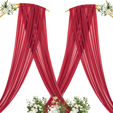 MLMC red wedding arch draping soft-light effect is ideal for photos.