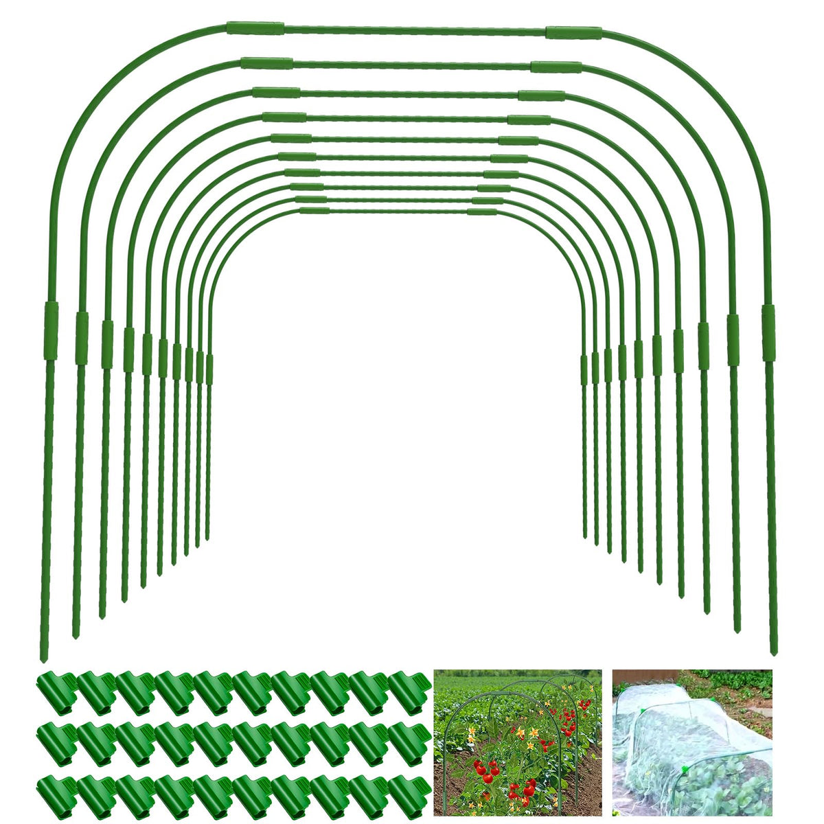 MLYKJ garden hoops 10-pack with straight tubes for stable raised beds.