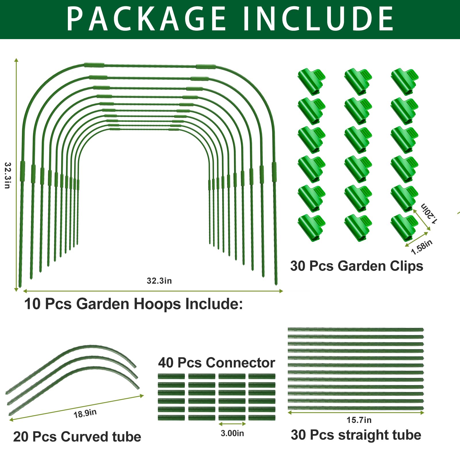MLYKJ garden hoops curved tubes and connectors for versatile tunnel setups.