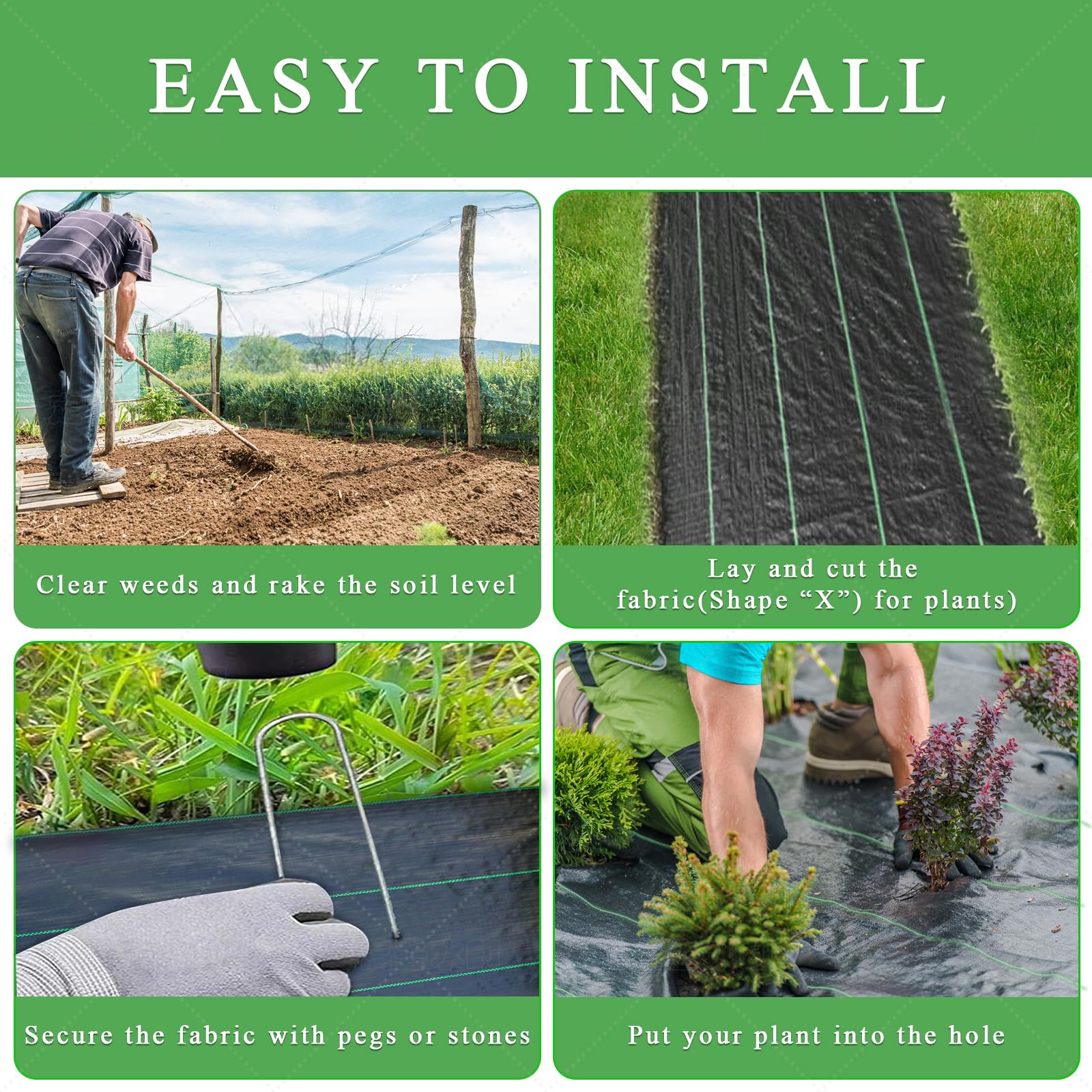 MLZPU garden installation with green stripes for alignment