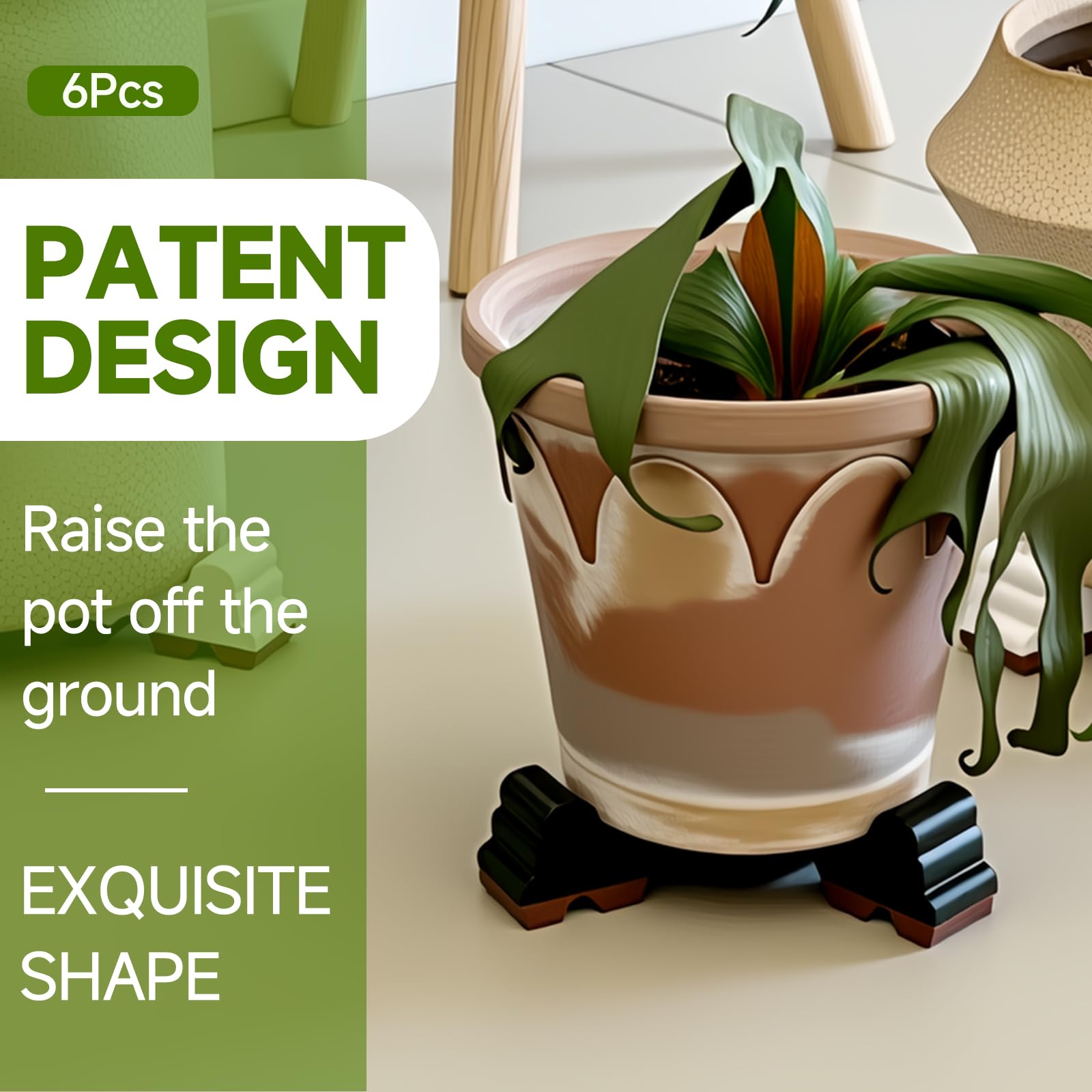 MMAIBAOLAI resin lifter for plants raises pots and guards floors from scratches.