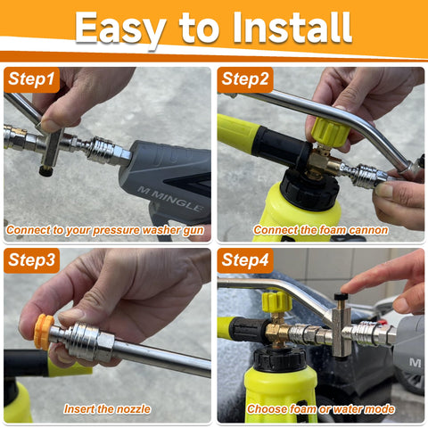 M MINGLE 1/4 inch quick connector enables fast setup.