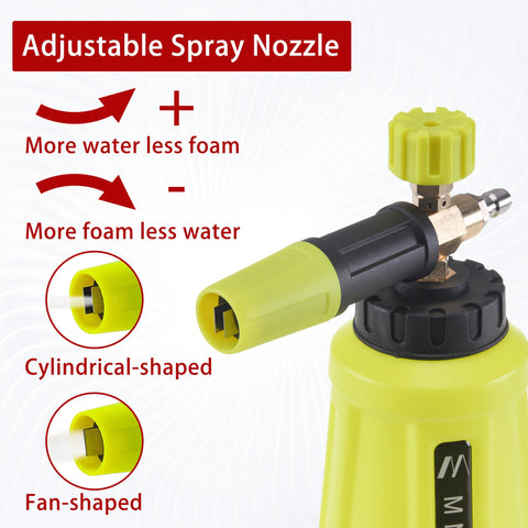 M MINGLE adjustable foam nozzle for precise foam control.