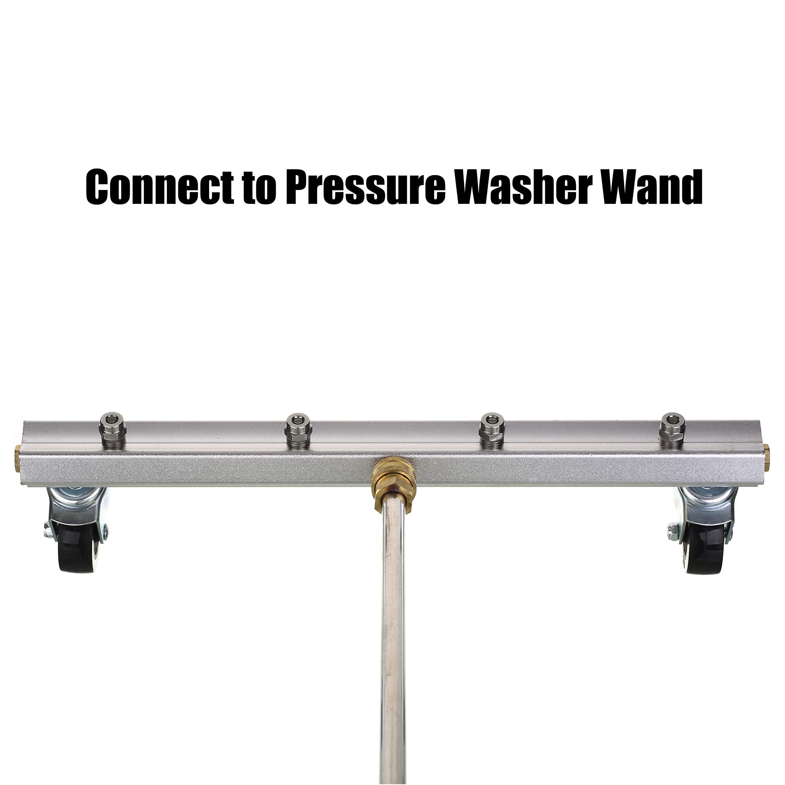 45-degree angled wand provides precise cleaning at tight angles undercars.