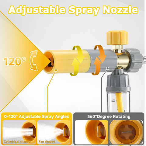 M MINGLE brass adapter ensures secure fit between gun and washer.