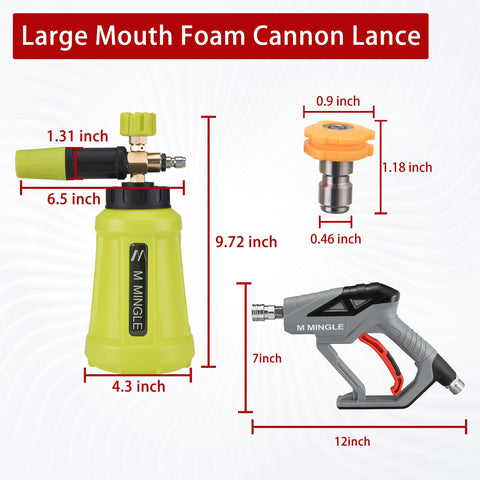 M MINGLE brass-core pressure washer gun for durable seals.