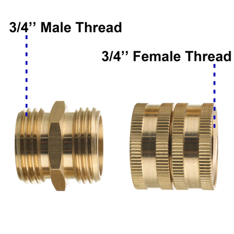 M MINGLE brass garden hose adapter with double-female threads for flexible hose pairing.