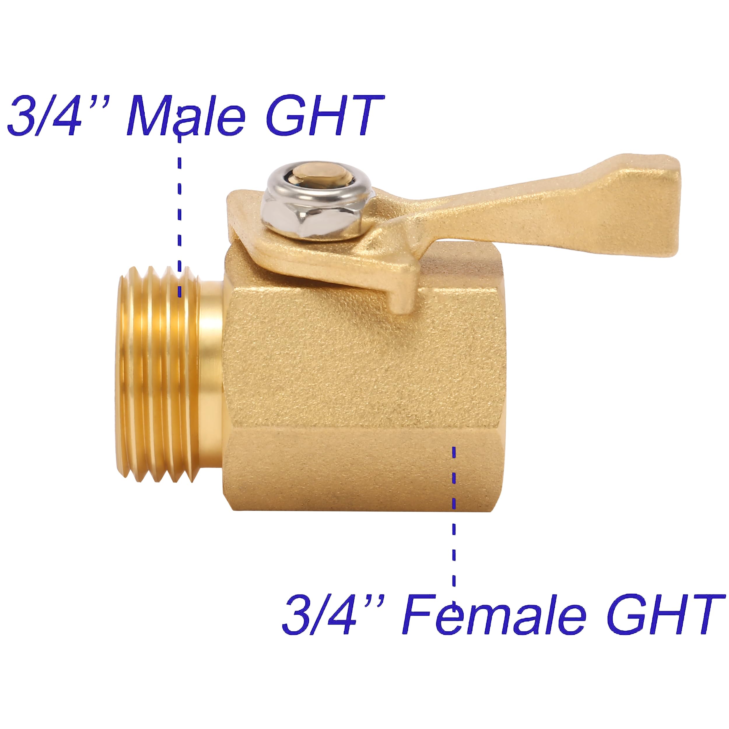 M MINGLE brass valve ensuring full flow and secure fittings for garden hoses.