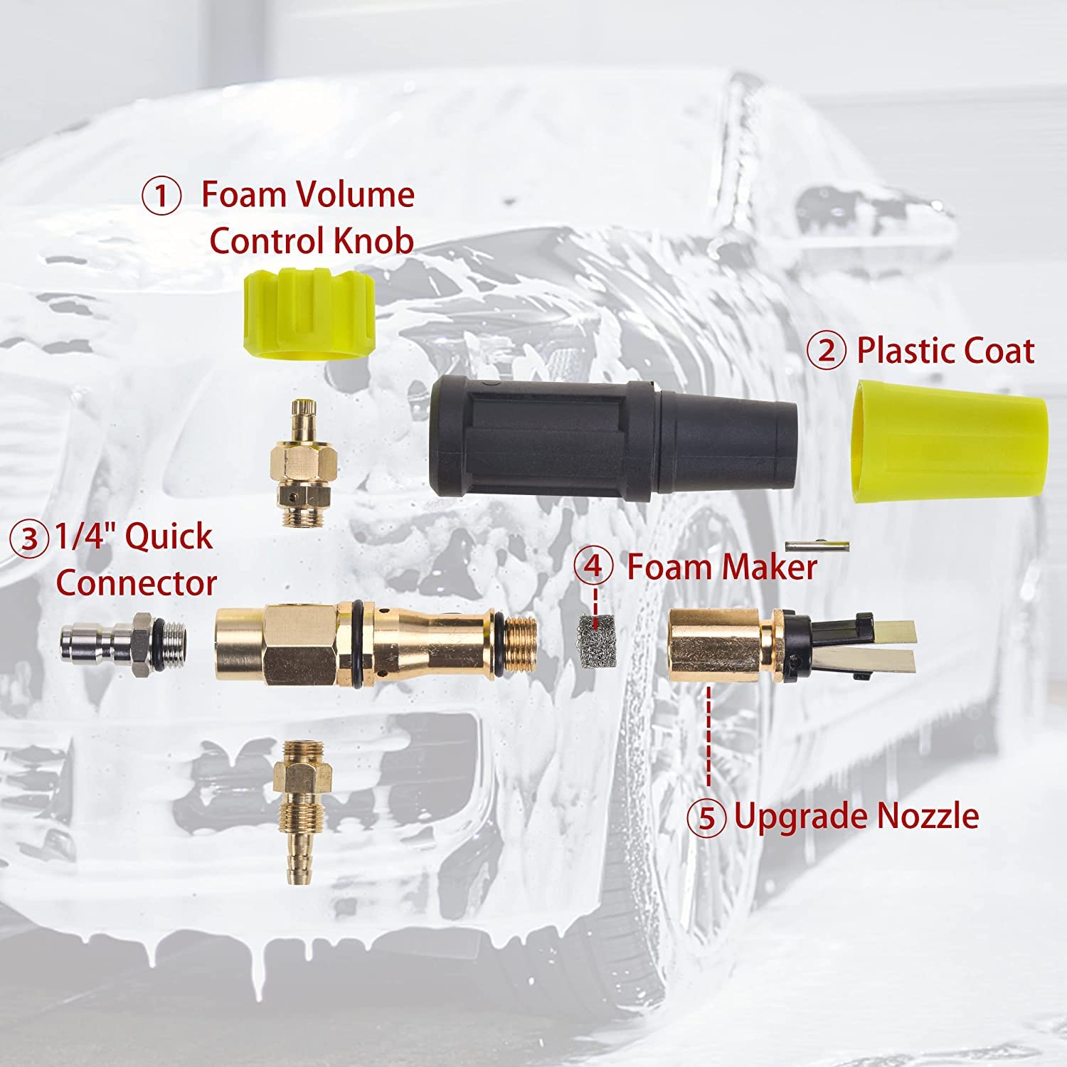 M MINGLE car wash foam application showing thick foam coverage.