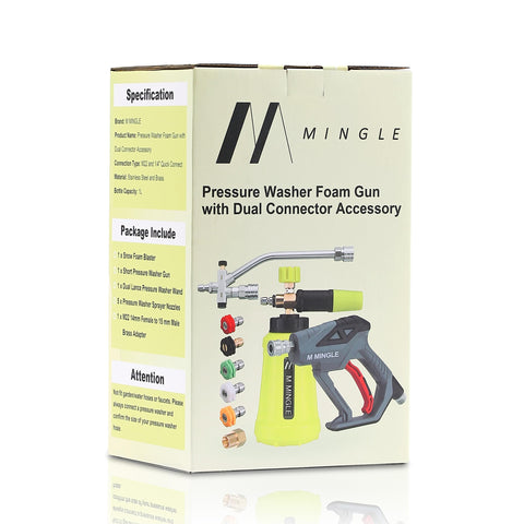 M MINGLE car wash foam gun kit for efficient detailing.