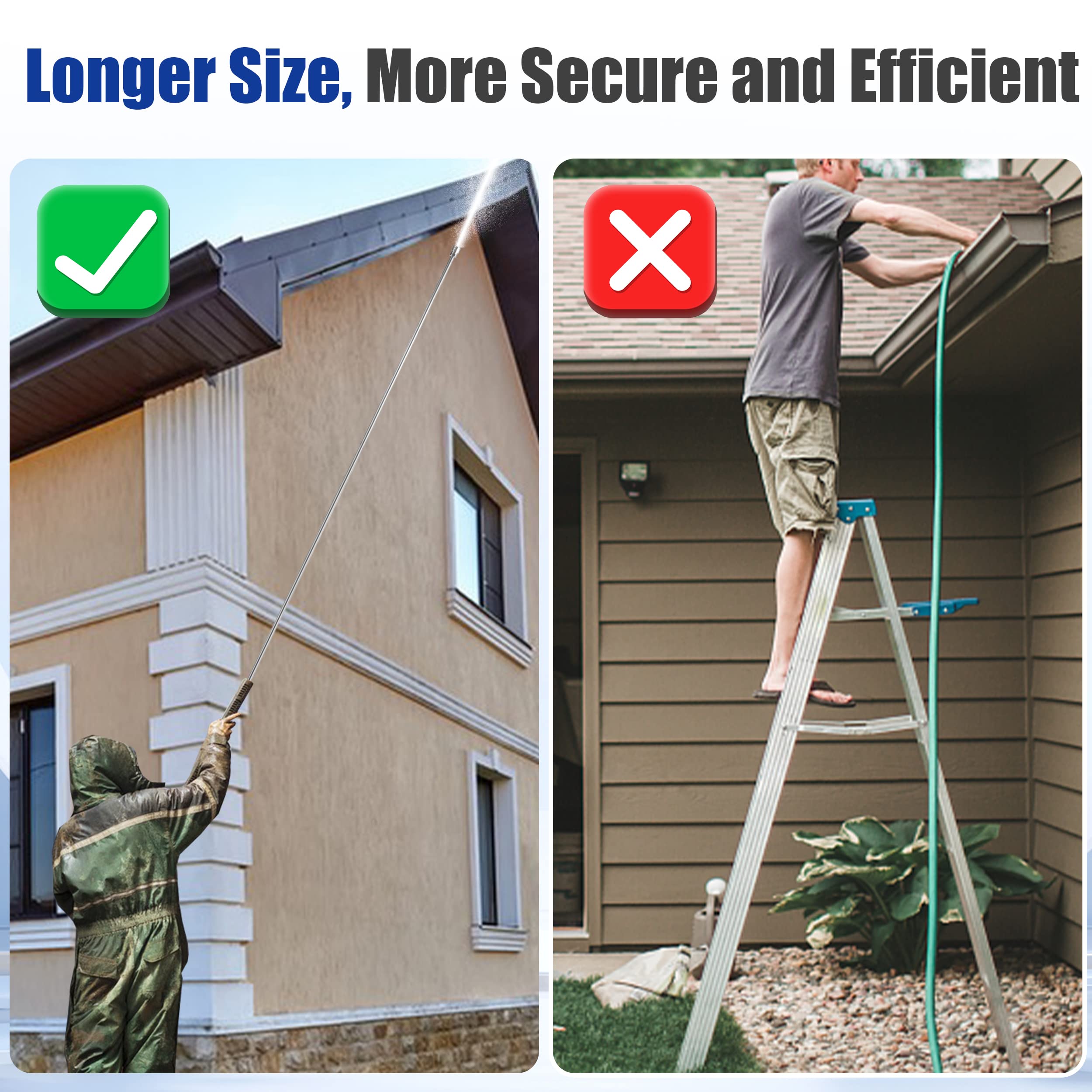 MMINGLE 30-degree curved rod for versatile gutter and roof cleaning.