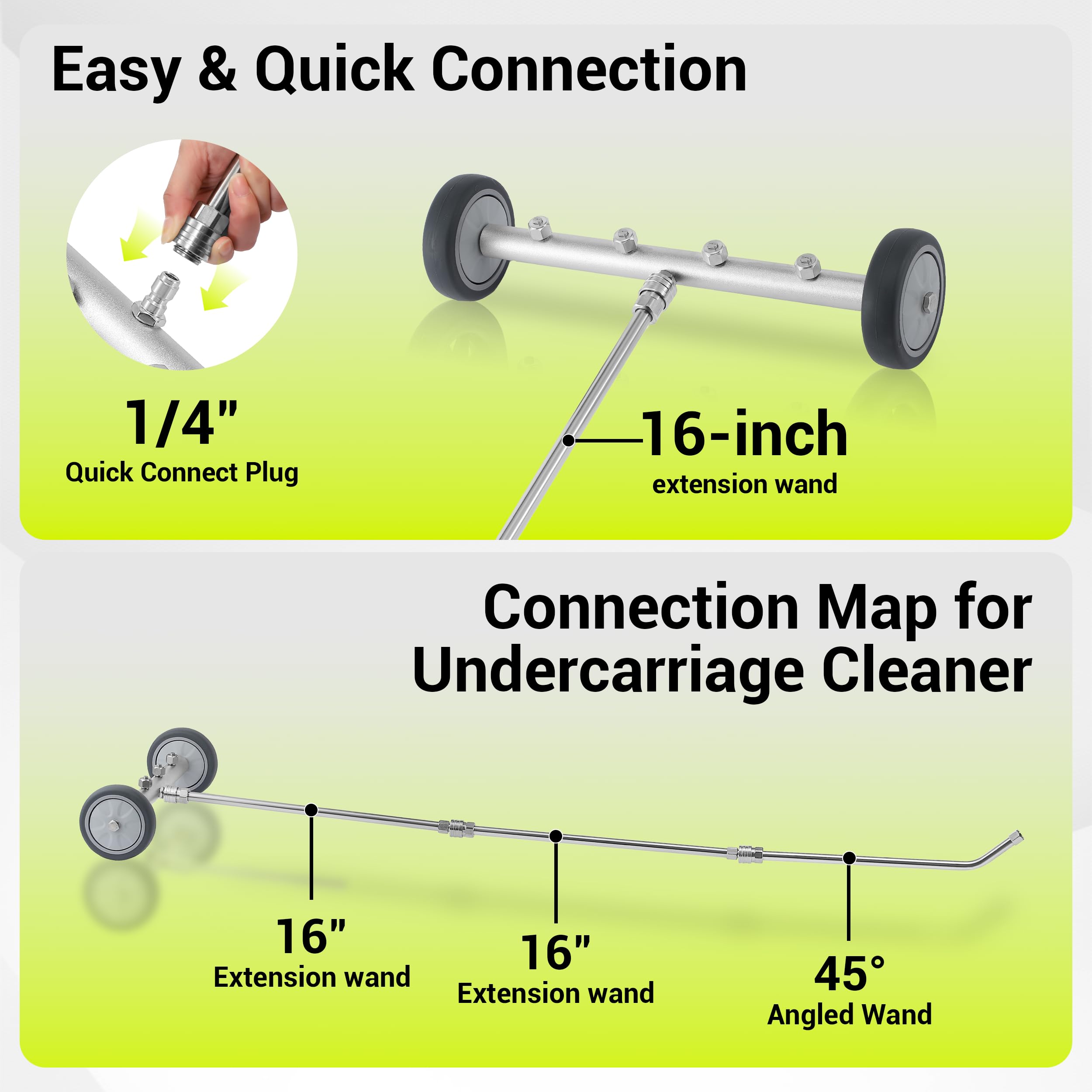 M MINGLE easy setup guide for quick undercarriage cleaning