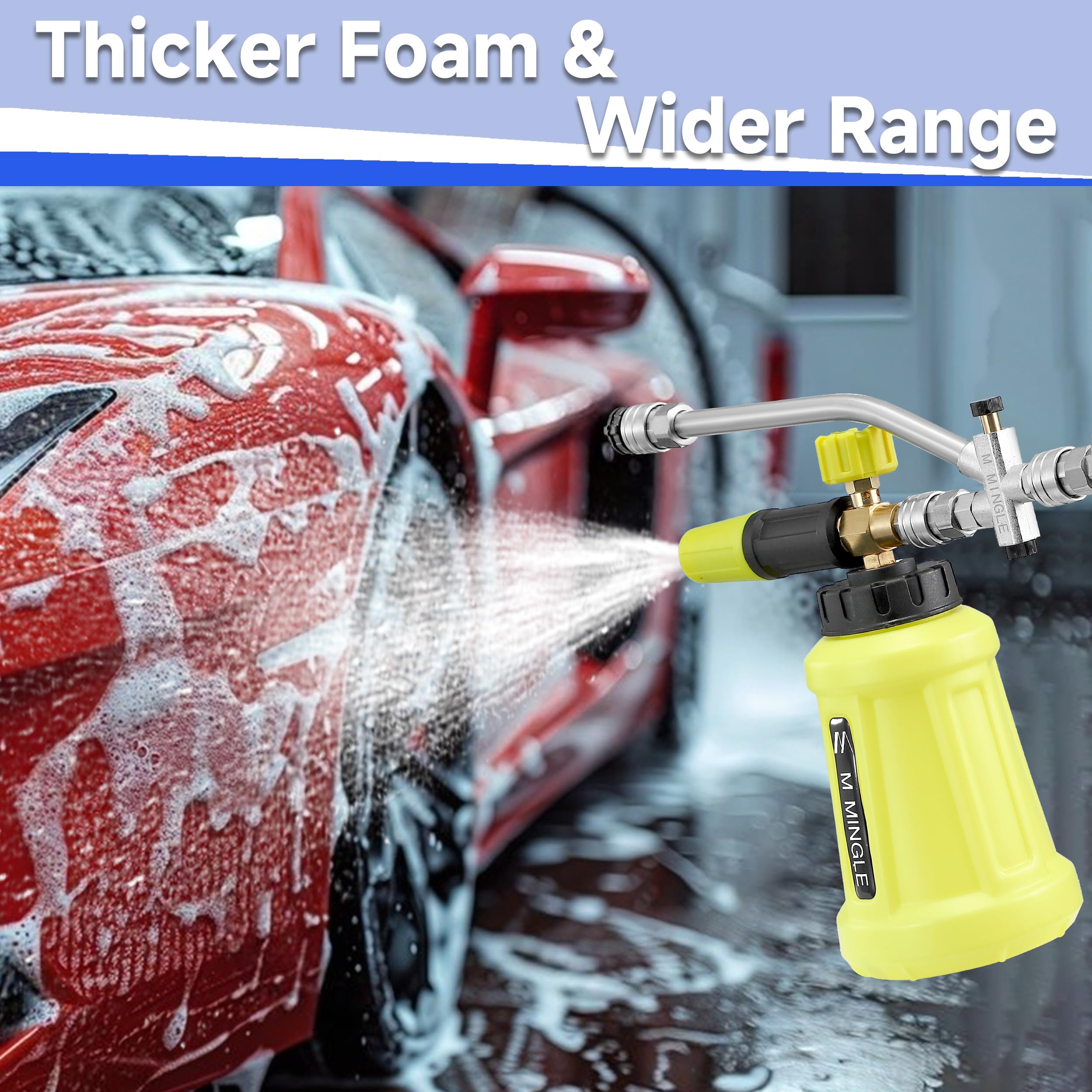 M MINGLE foam application on cars yields thick, even coating.