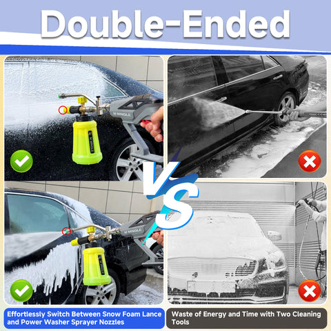M MINGLE foam cannon setup is simple for quick cleaning.