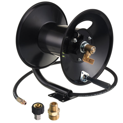 MMINGLE high pressure hose reel front view for durable outdoor use