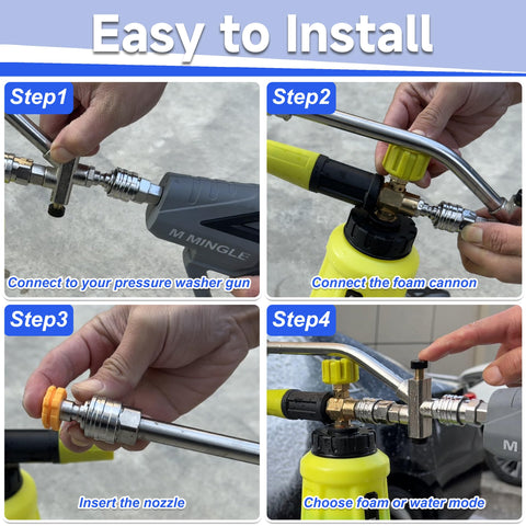 M MINGLE exterior cleaning with foam tackles grime efficiently.