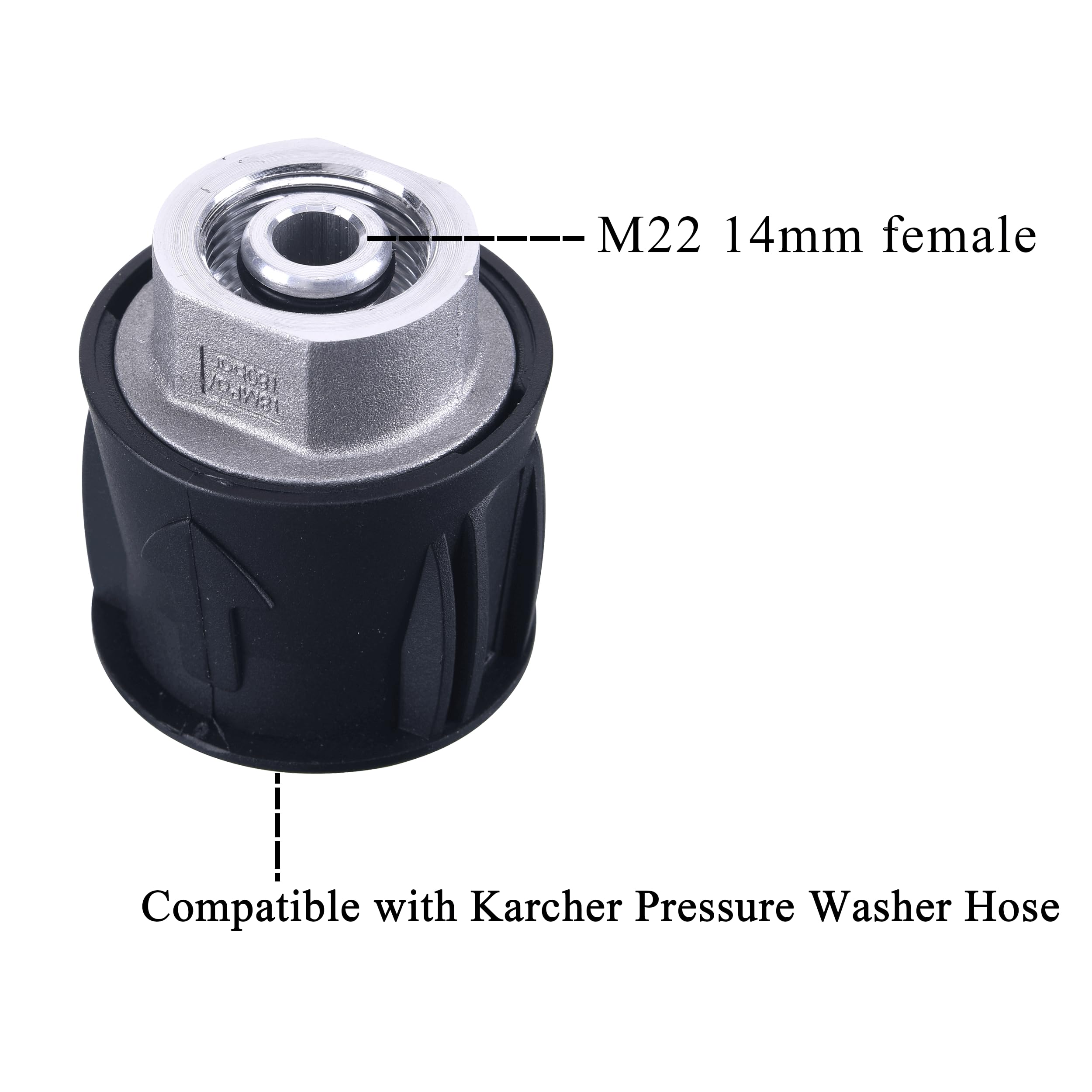 MMINGLE M22 14mm female fitting close-up shows sturdy metal and precise threading