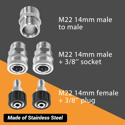 M MINGLE adapter set with M22 14mm female and 3/8 plug, versatile fittings.