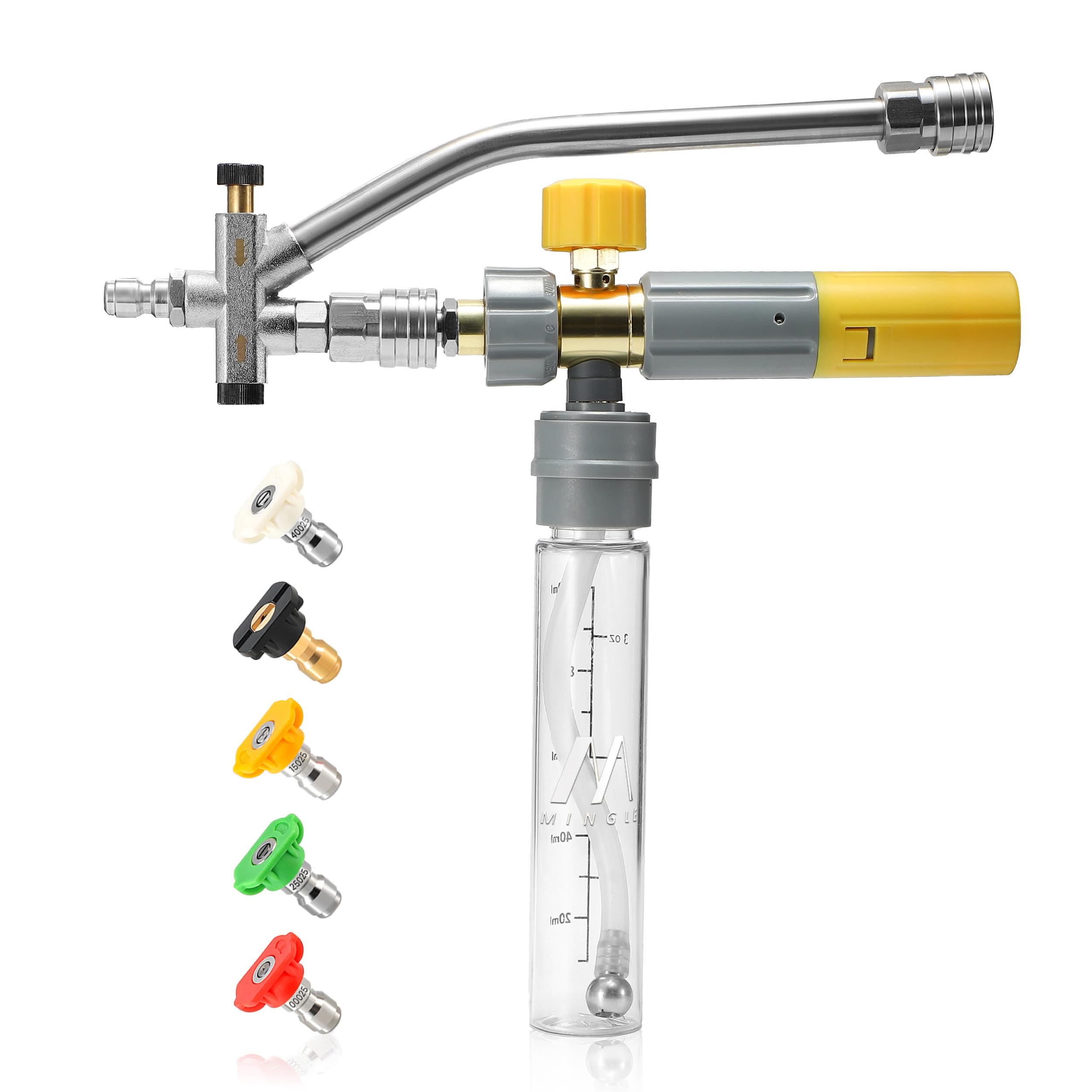 M MINGLE foam cannon with magnetic bottle mouth enables quick setup and splash-free use.