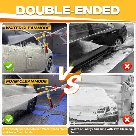 M MINGLE dual-connector design switches foam and water modes smoothly.
