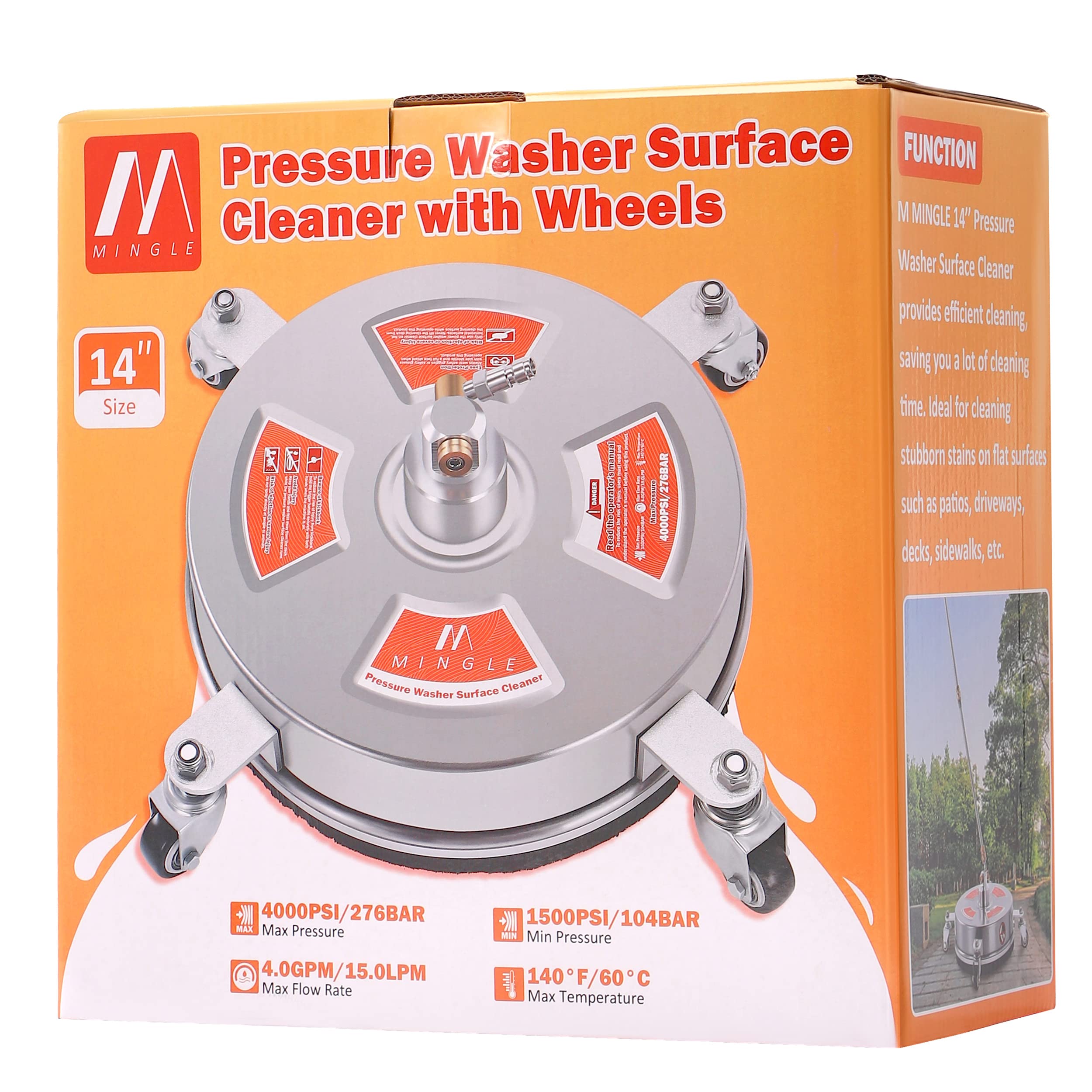 M MINGLE package shows wheels, wands, and O-rings for setup.