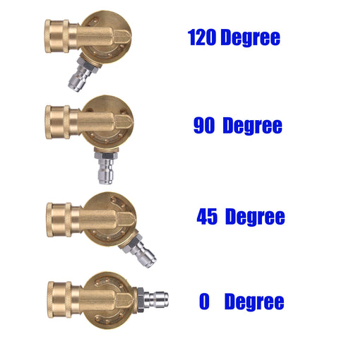 M MINGLE pivoting coupler for pressure washer nozzle enables flexible cleaning angles.