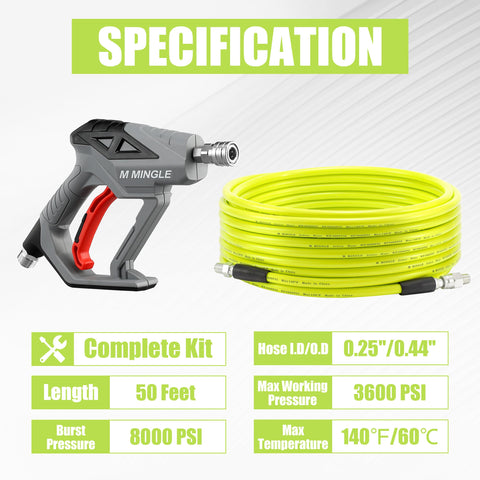 M MINGLE pressure washer gun provides precise flow control during cleaning.