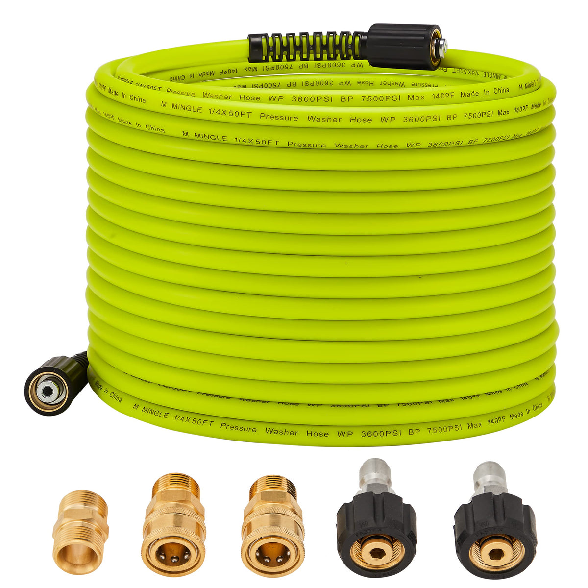 MMINGLE pressure washer hose 50 ft shows long reach for wide-area cleaning