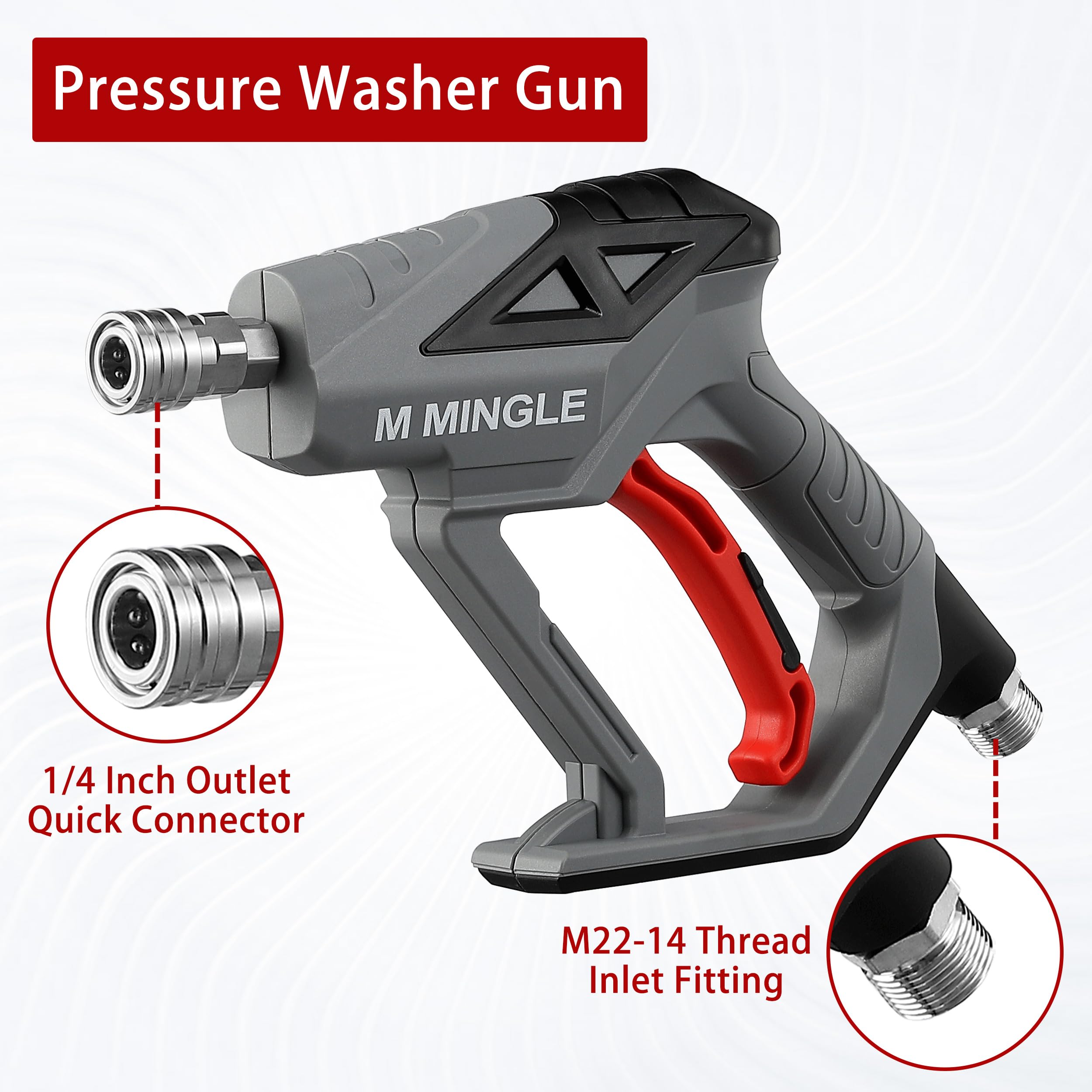 M MINGLE quick-connect 14mm for easy washer attachment.