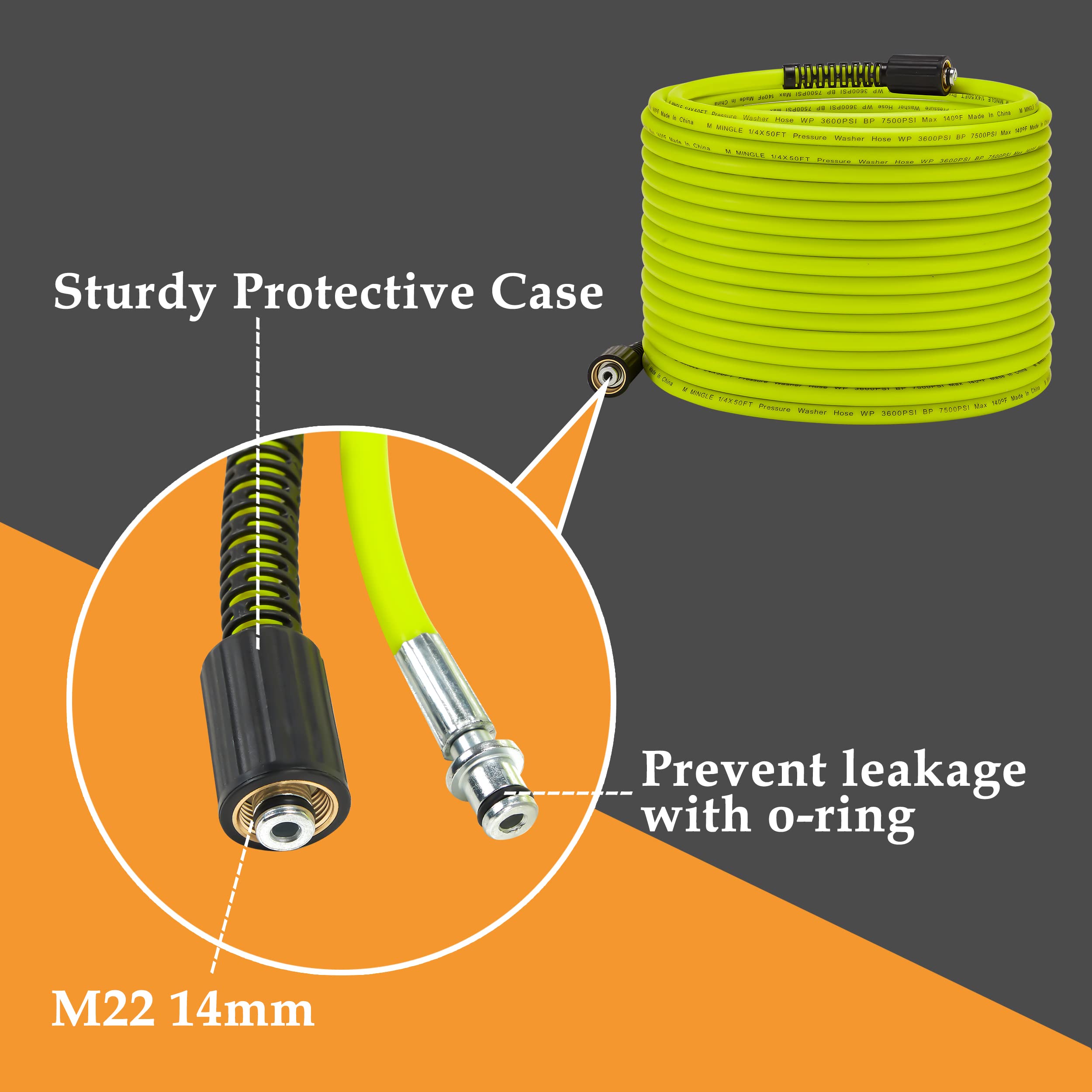 MMINGLE rolled hose indicates easy storage and kink resistance